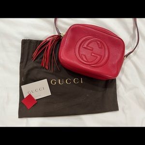Gucci Soho Small Disco Leather Crossbody Red